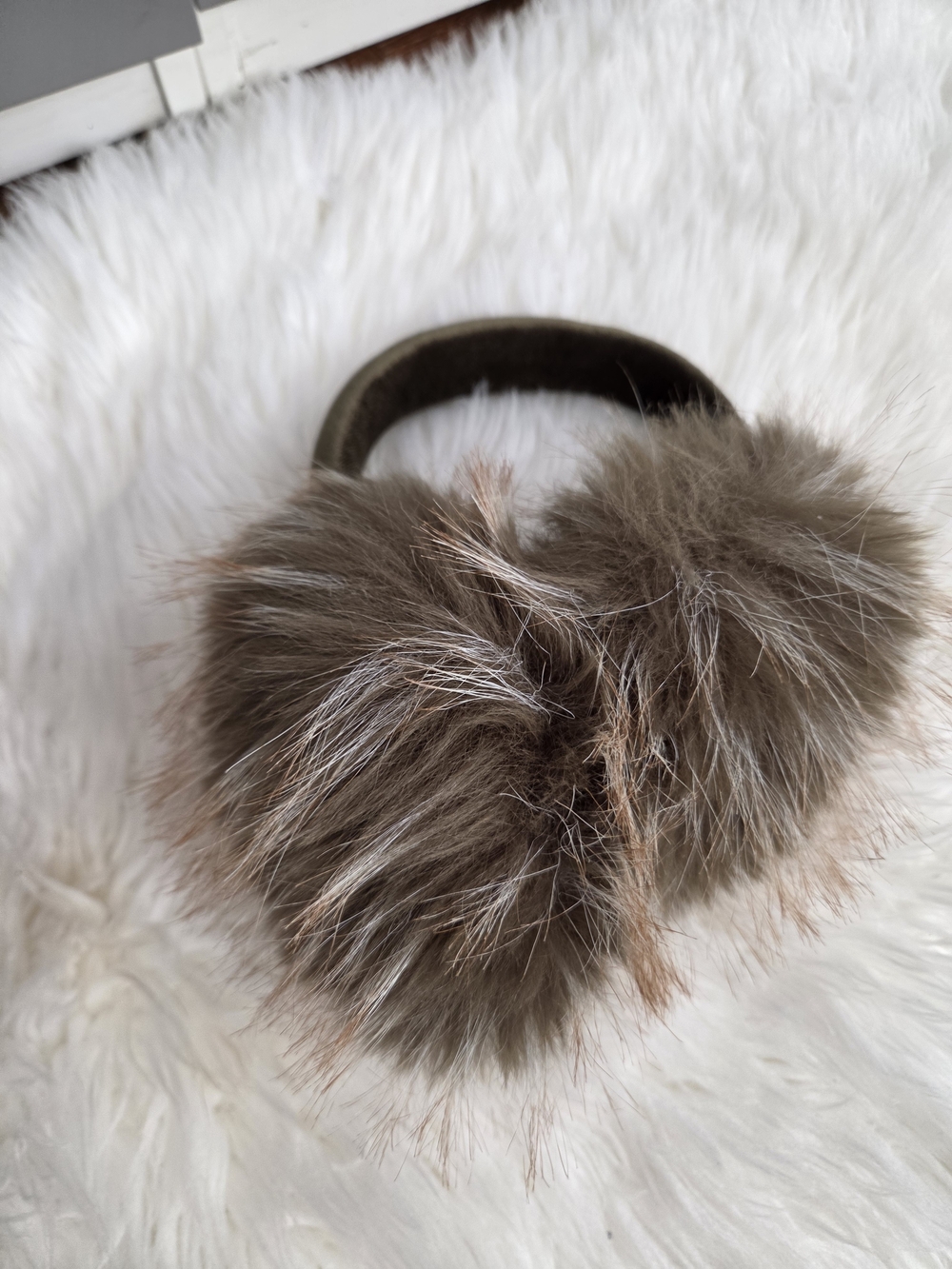 Anthropologie Violet & Brooks Faux Fur Ear Muffs - Brown with Taupe Highlights